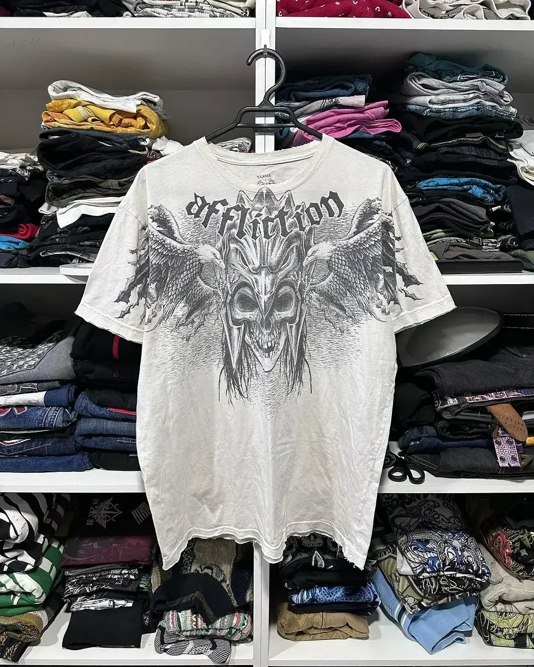 Europe And America New Oversize Long Sleeve Gothic Street Letter Printed T-shirt Men Retro Harajuku Hip Hop Loose Cotton Tops
