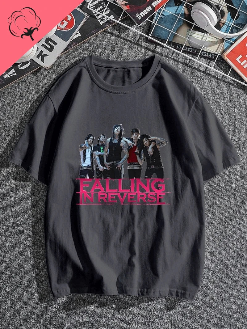 Falling in Reverse Is A Famous Post-hardcore Band Printed T-shirt From The United States,A Classic Punk Rock Style Cotton Tshirt