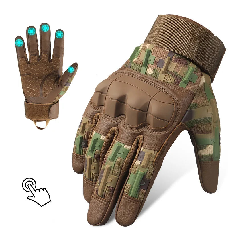 Tactical Pro Sports Gloves Touch Screen PU Leather Outdoor Hunting Hiking Combat Airsoft Full Finger Shooting Safety Glove
