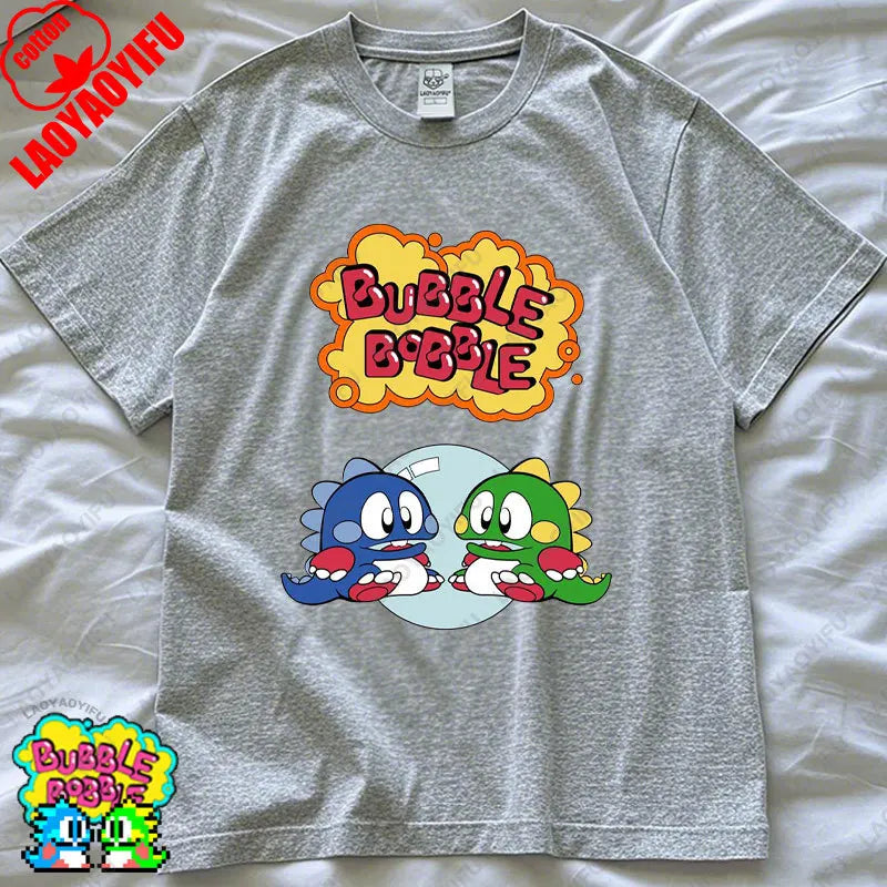 Bubble Bobble Game Graphic T Shirts Gaming Meme Gamer Funny Retro Cult Movie Music Tops Cool Gift Men Woman Cotton Tees T-Shirt