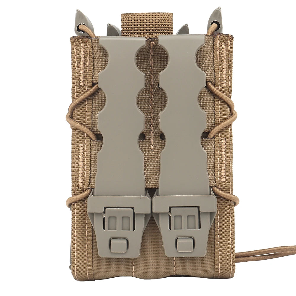 Tacctical Molle Double Magazine Pouch 9mm/7.62/5.56mm Pistol Rifle Mag Pouch M4 AR15 AK Glock 17 Universal Fast Attach Carrier