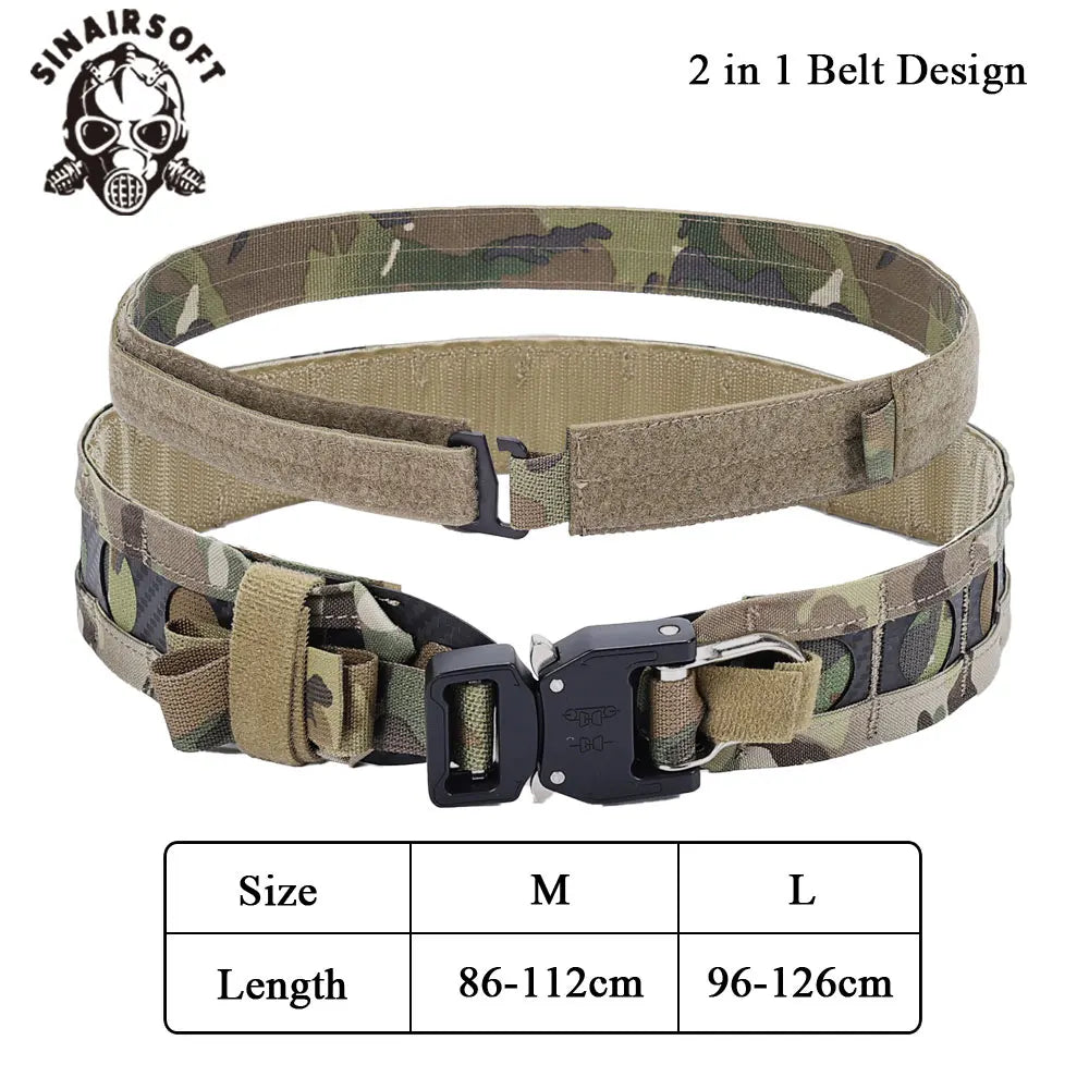 Tactical FC MOLLE Bison Belt D-Ring Buckle Hook Loop Lightweight Low Profile Training Waistband Airsoft Gear Hunting Accessories