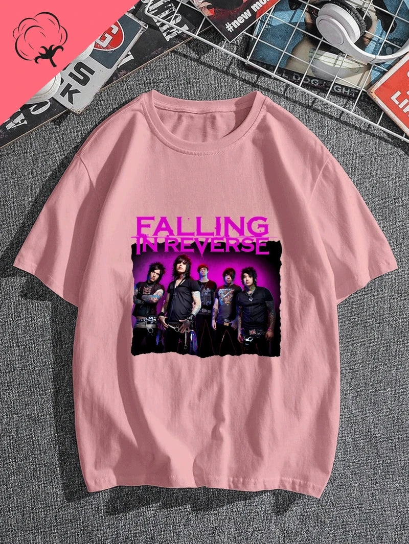Falling in Reverse Is A Famous Post-hardcore Band Printed T-shirt From The United States,A Classic Punk Rock Style Cotton Tshirt
