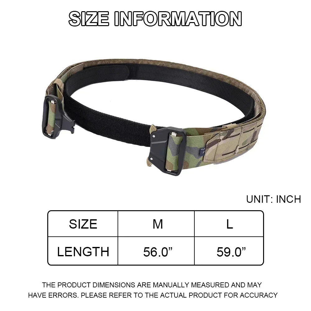Tactical Quick Release Metal Buckle Belt for Men Laser MOLLE Multi-camo Belts Hunting Clothing Accessories 2 Inch Airsoft Gear
