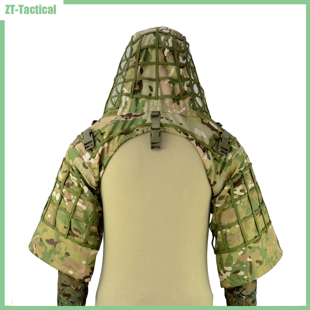 Ghillie Suit Foundation Tactical Sniper Coat Viper Hoods Camouflage Clothes For Airsoft Paintball Hunting Accessories, Ripstop