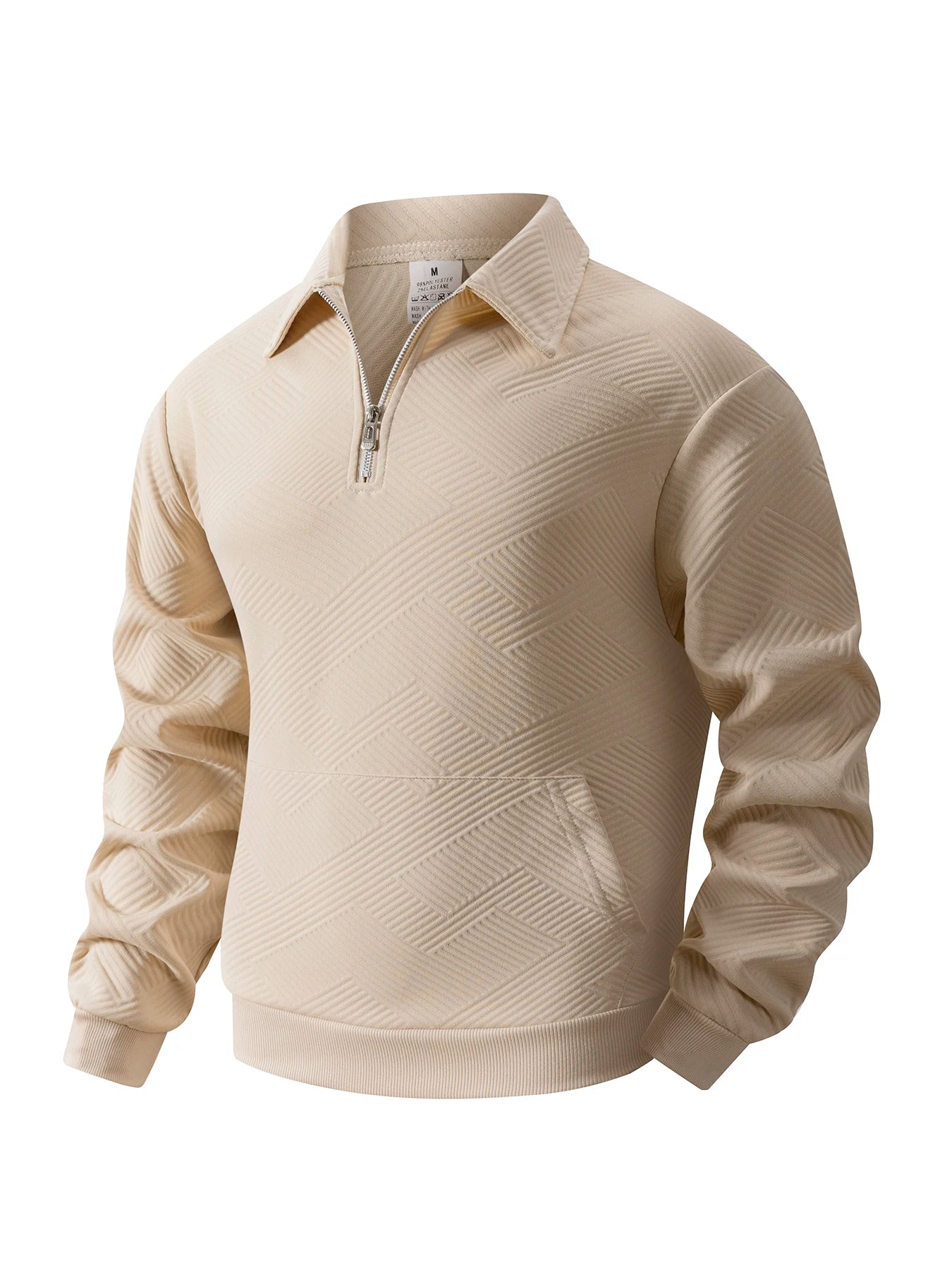 Autumn Men's Casual Sweatshirt Quarter Zip Solid Color Pullover Sweater Outdoor Daily Long Sleeve Polo Turtleneck Male Tops