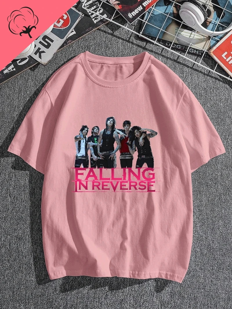 Falling in Reverse Is A Famous Post-hardcore Band Printed T-shirt From The United States,A Classic Punk Rock Style Cotton Tshirt