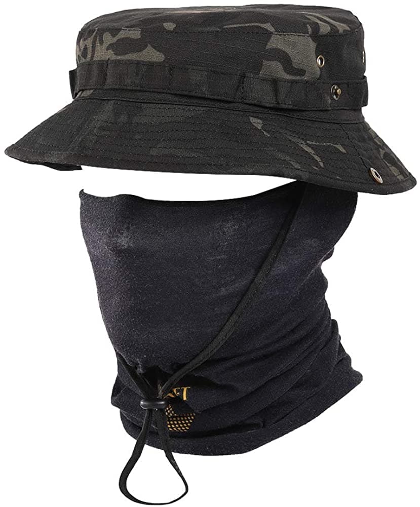 Tactical Fishing Camo Sun Protect Bucket Boonie Hat-5