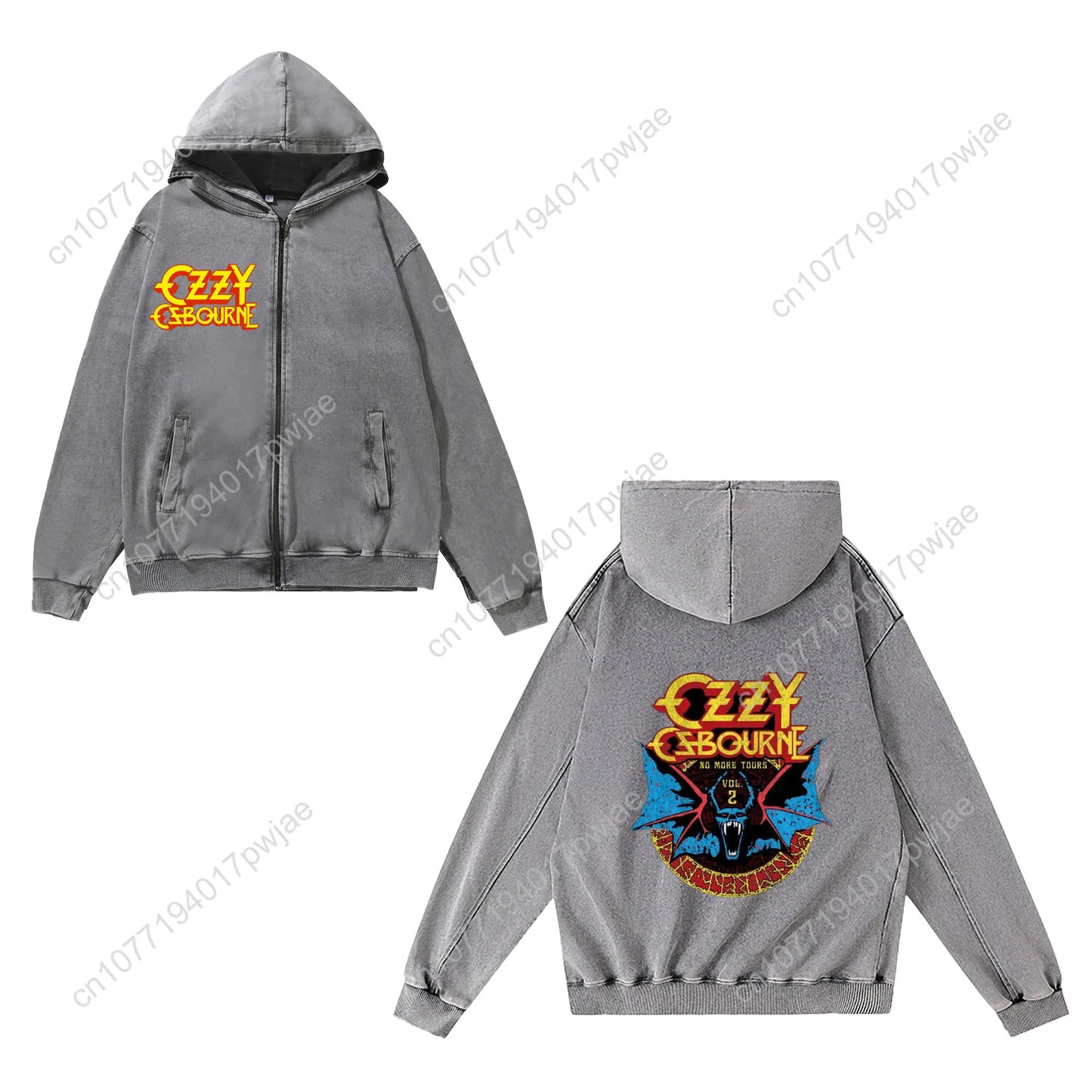 Ozzy Osbourne Rock Band Zipper Sweatshirt Man Woman Vintage Hoodies Sweat Shirt With Pocket Full Zip Customized Jacket Tops