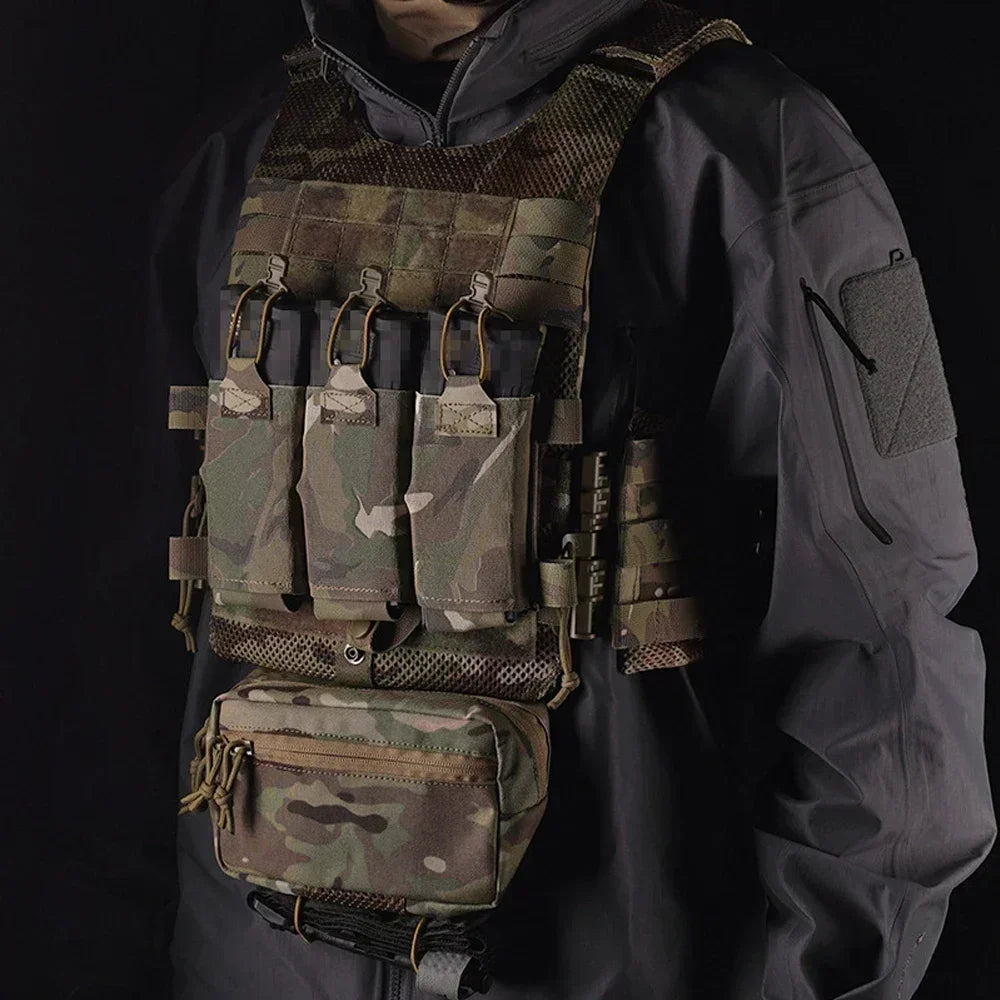 Tactical OTB LV119 Vest Quick Release Cummerbund with Triple 5.56 Mag Pouch Airsoft Hunting Vest Rear Overt Plate Bag