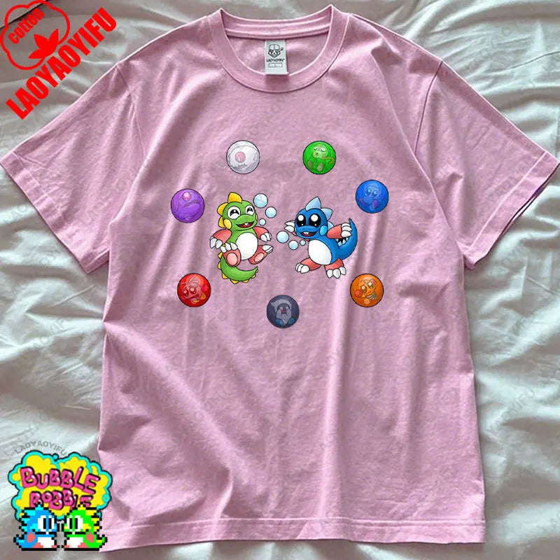 Bubble Bobble Game Graphic T Shirts Gaming Meme Gamer Funny Retro Cult Movie Music Tops Cool Gift Men Woman Cotton Tees T-Shirt