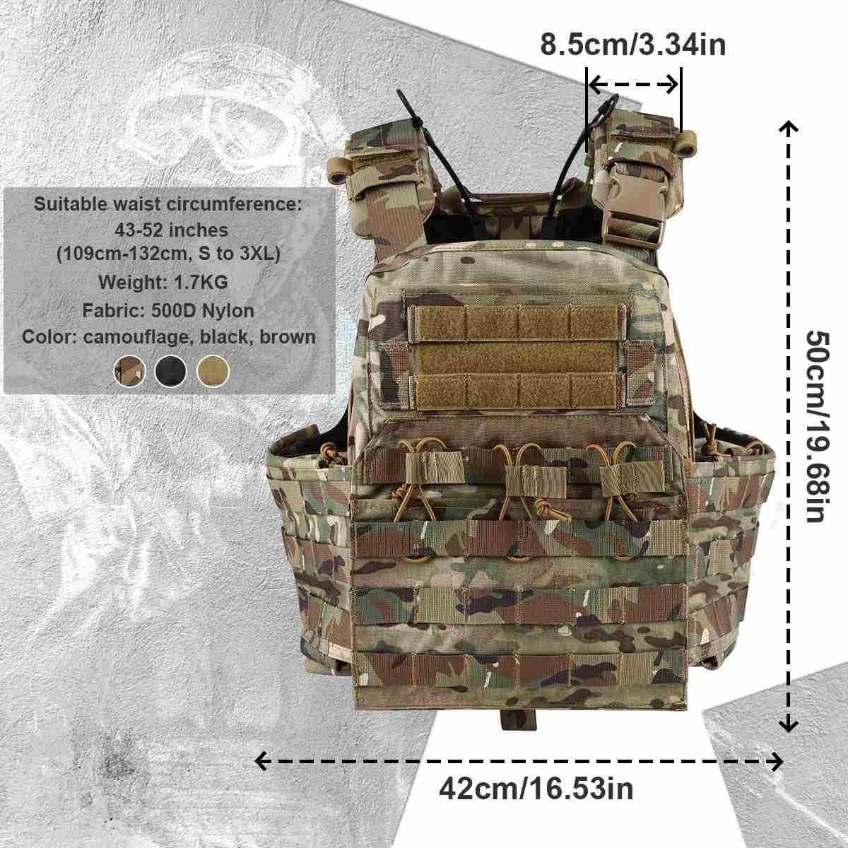 Votagoo Combat Tactical Vest CPC Military Plate Carrier Vest-3