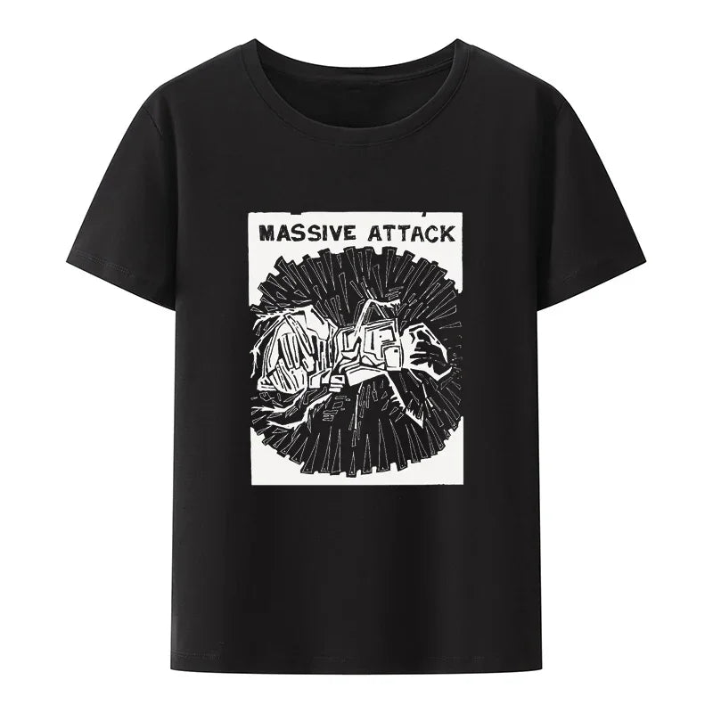 Massive Attack Rock Bands Print T Shirt Men Women Hip Hop Fashion Hipster Streetwear Unisex Comfortable Loose Breathable Tops