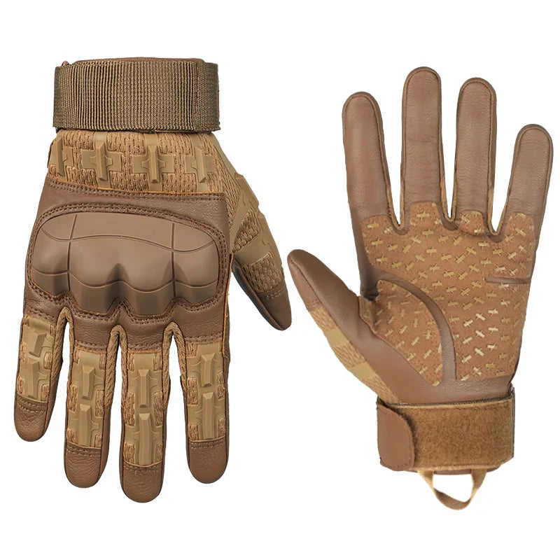 Touch Screen Cycling Gloves PU Leather Airsoft Hunting Shooting Hiking Bicycle Outdoor Sport Riding Bike Protective Men