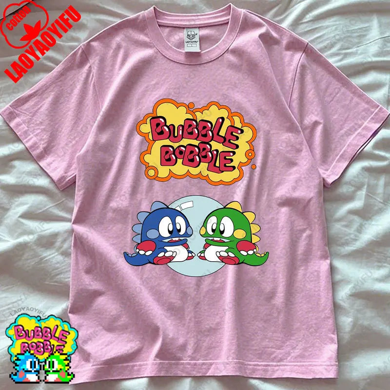 Bubble Bobble Game Graphic T Shirts Gaming Meme Gamer Funny Retro Cult Movie Music Tops Cool Gift Men Woman Cotton Tees T-Shirt