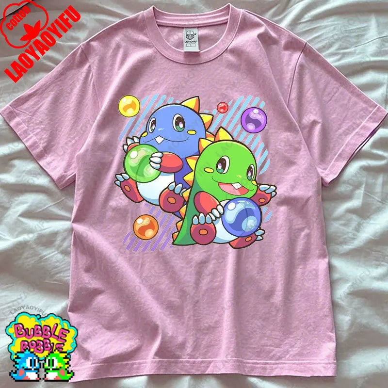 Bubble Bobble Game Graphic T Shirts Gaming Meme Gamer Funny Retro Cult Movie Music Tops Cool Gift Men Woman Cotton Tees T-Shirt