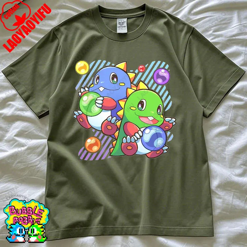 Bubble Bobble Game Graphic T Shirts Gaming Meme Gamer Funny Retro Cult Movie Music Tops Cool Gift Men Woman Cotton Tees T-Shirt