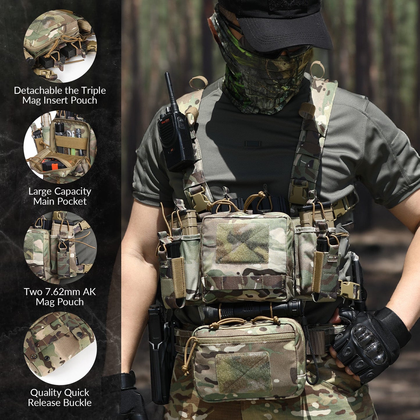 Votagoo Adjustable & Detachable Tactical Chest Rig-3