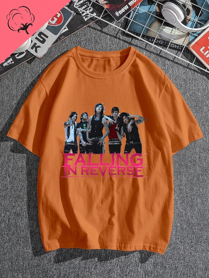 Falling in Reverse Is A Famous Post-hardcore Band Printed T-shirt From The United States,A Classic Punk Rock Style Cotton Tshirt