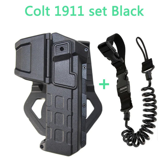 Movable Gun Holsters for Colt 1911 Glock 17 18 Airsoft Pistol Gun Holster Fit Flashlight or Laser Mounted Right Hand with Sling
