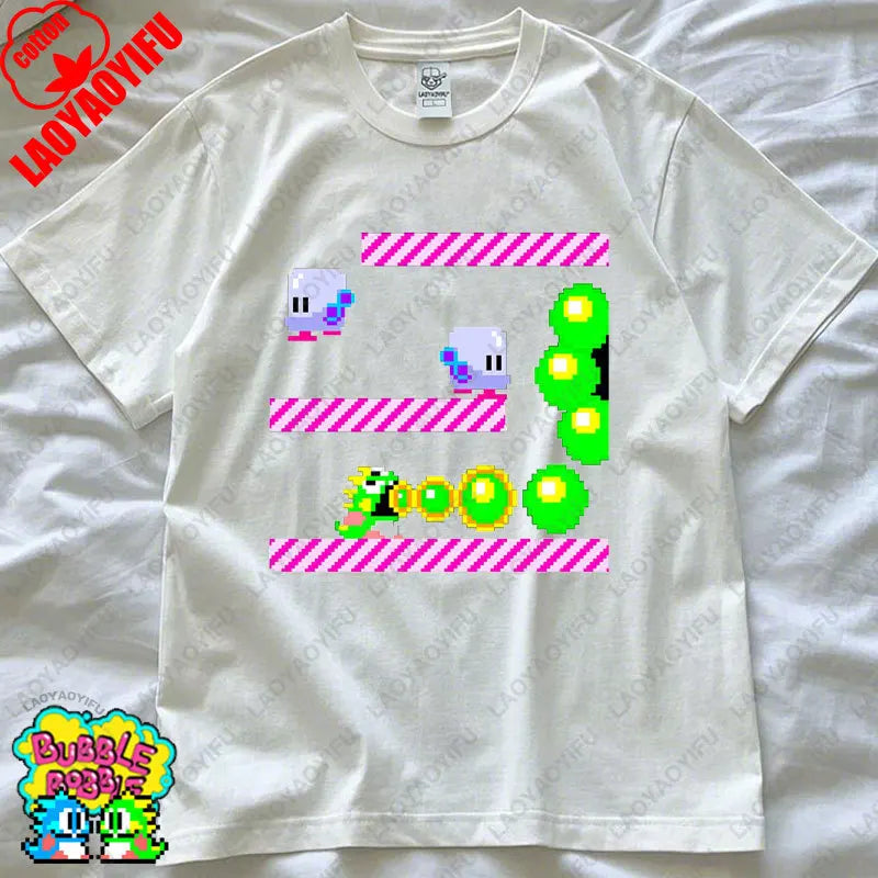 Bubble Bobble Game Graphic T Shirts Gaming Meme Gamer Funny Retro Cult Movie Music Tops Cool Gift Men Woman Cotton Tees T-Shirt