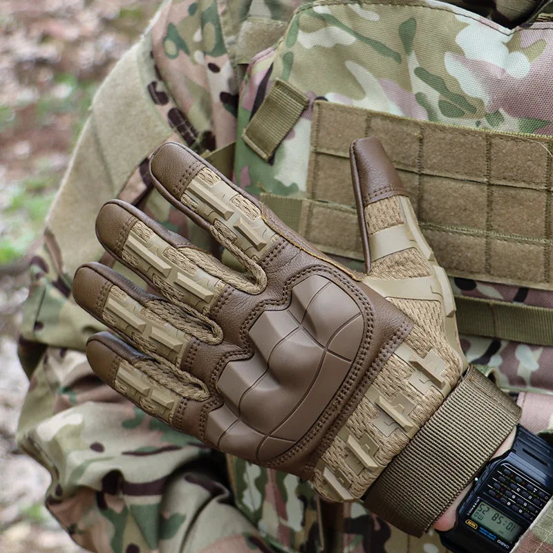 Touch Screen Cycling Gloves PU Leather Airsoft Hunting Shooting Hiking Bicycle Outdoor Sport Riding Bike Protective Men