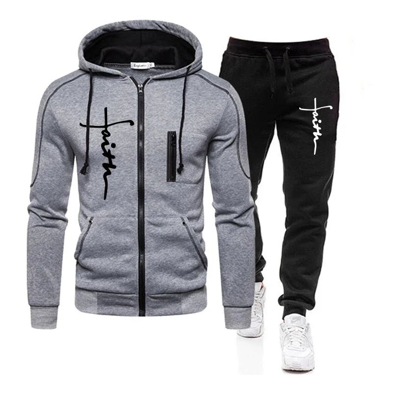 Daily Men's Tracksuit Jogging Hoodie Men Single Piece Sports Zipper Jacket Sweatshirts and Sports Pants Clothing Casual Outdoors