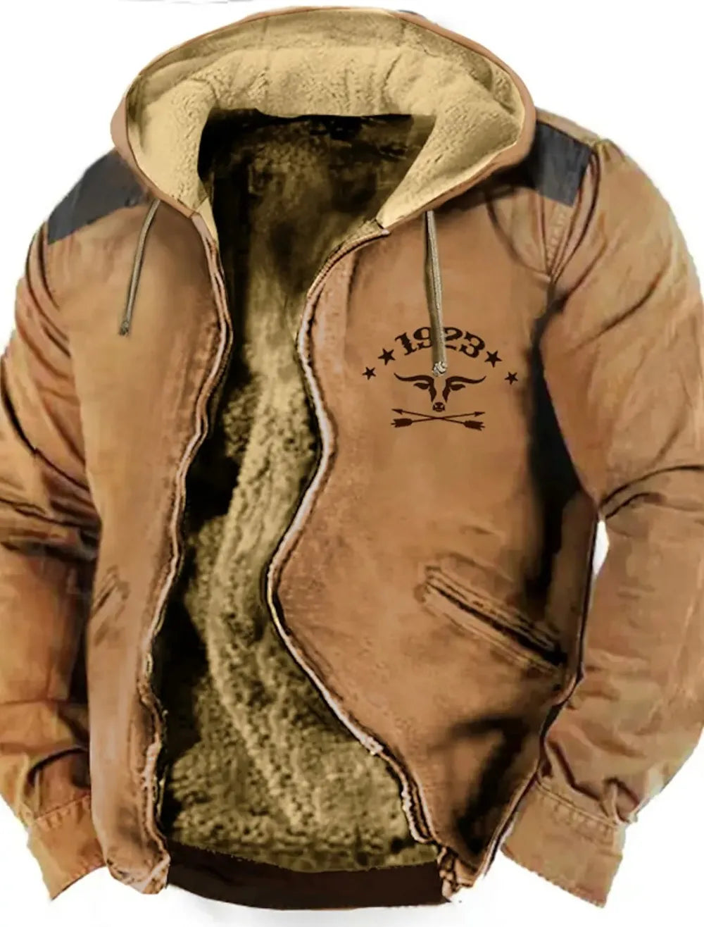 Men's Zipper Hoodies CowBoy Color Block Stitching Winter For Men/Women Clothing Long Sleeve Sweatshirt Jacket Outerwear