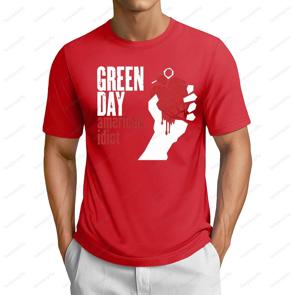 80s 90s Classics Punk Rock Band Green Day T-shirt Hip Hop Casual Fashion Streetwear Fans T Shirt Summer Short Sleeve Man Tshirt