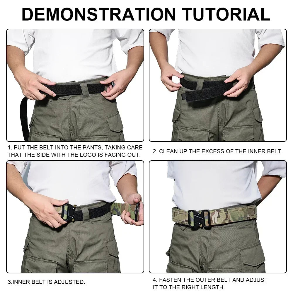 Tactical Quick Release Metal Buckle Belt for Men Laser MOLLE Multi-camo Belts Hunting Clothing Accessories 2 Inch Airsoft Gear