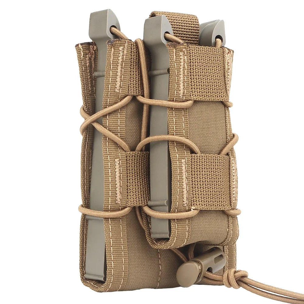 Tacctical Molle Double Magazine Pouch 9mm/7.62/5.56mm Pistol Rifle Mag Pouch M4 AR15 AK Glock 17 Universal Fast Attach Carrier