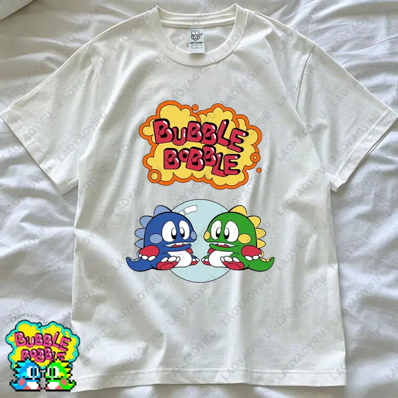 Bubble Bobble Game Graphic T Shirts Gaming Meme Gamer Funny Retro Cult Movie Music Tops Cool Gift Men Woman Cotton Tees T-Shirt