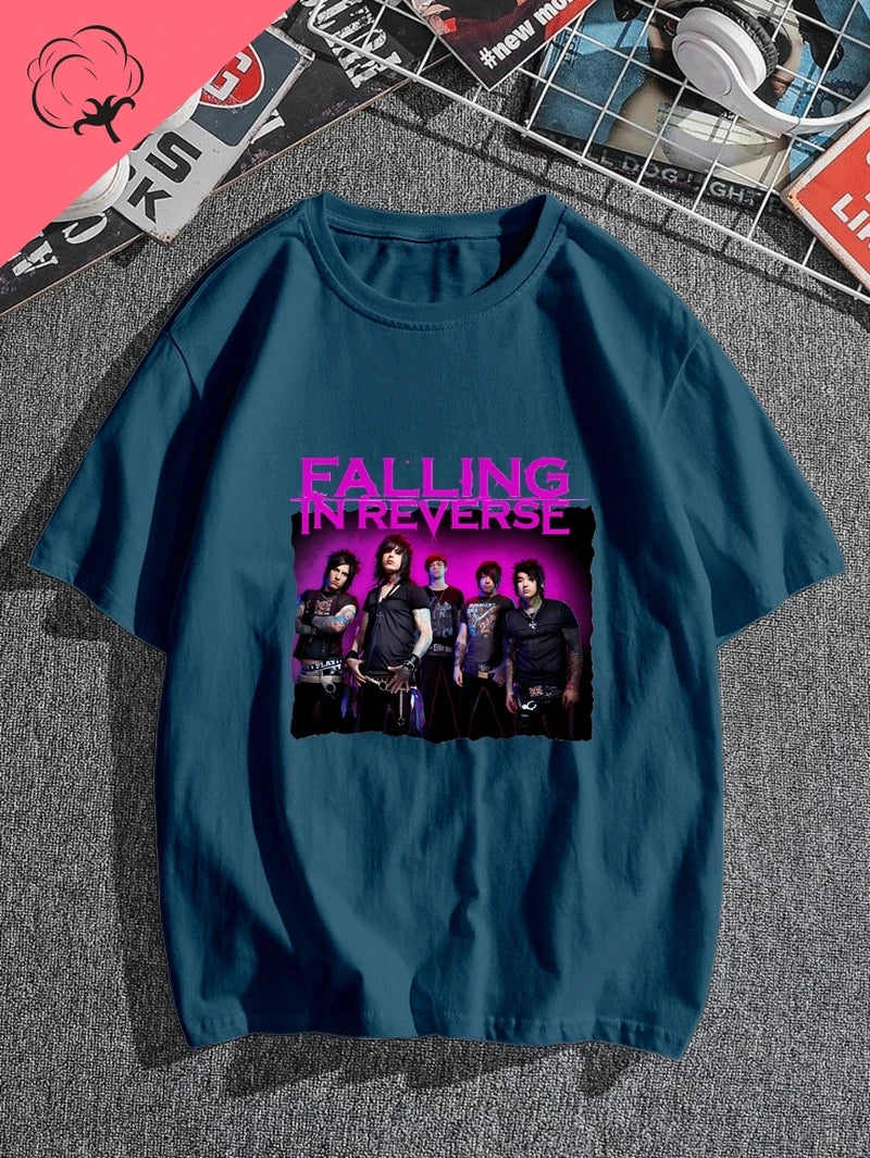 Falling in Reverse Is A Famous Post-hardcore Band Printed T-shirt From The United States,A Classic Punk Rock Style Cotton Tshirt