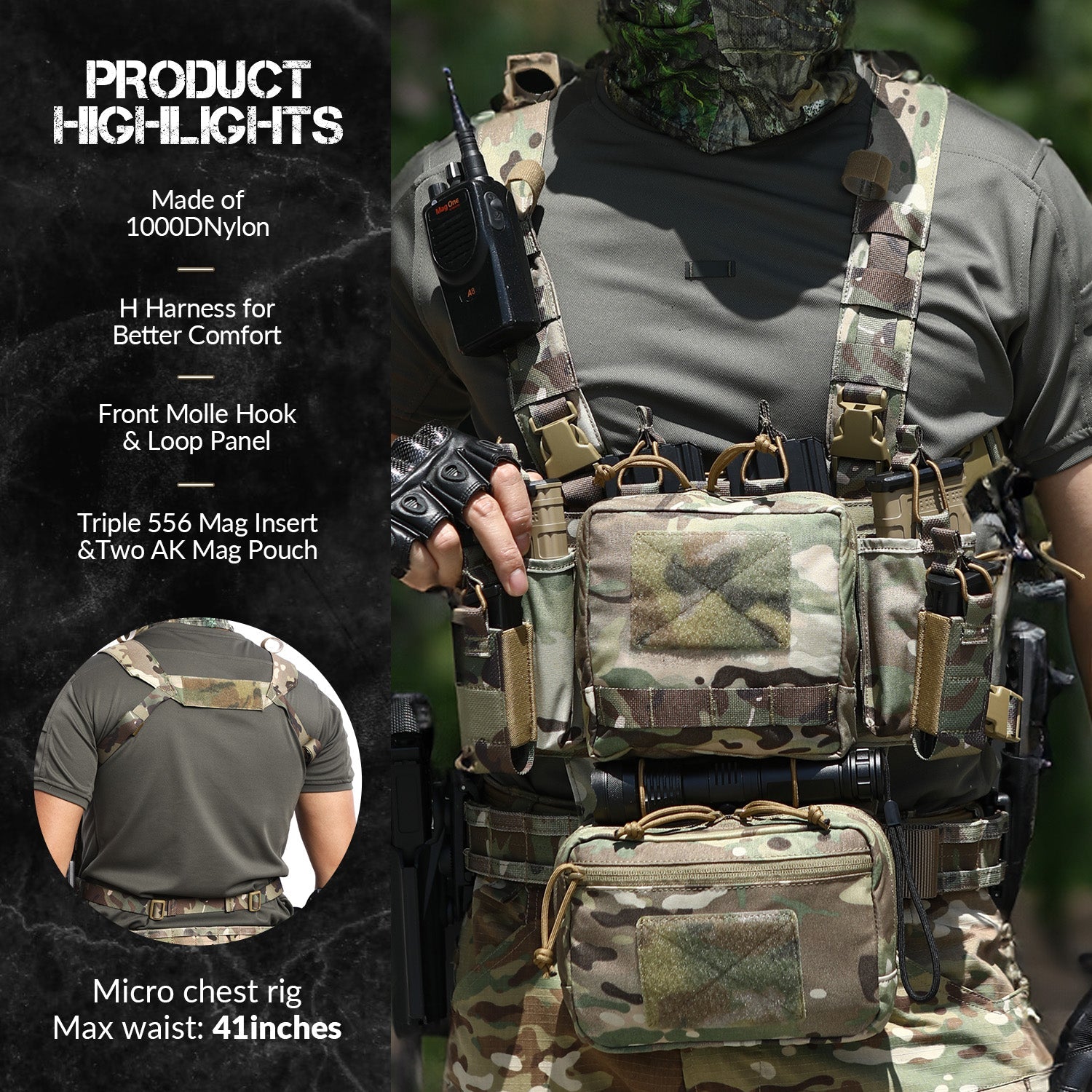 Votagoo Adjustable & Detachable Tactical Chest Rig-4