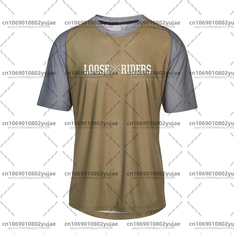 loose riders jersey men's summer mountain bike shirt BMX endurance mountain bike sweatshirt Breathable quick-drying T-shirt