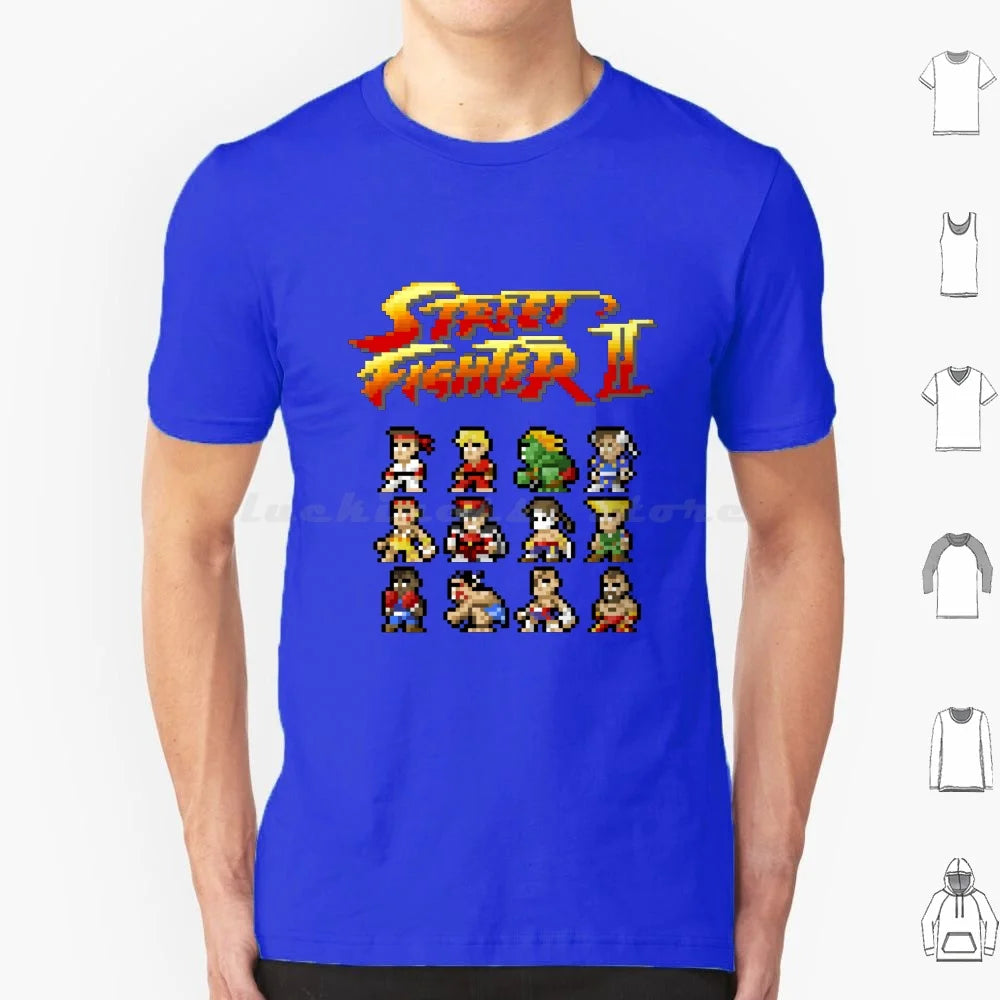 2 Characters Pixel Art T Shirt 6xl Cotton Cool Tee 2 Ii Blanka Ryu Ken Chun Li Sagat Balrog Dalshim Bison Vega Guile Zangief