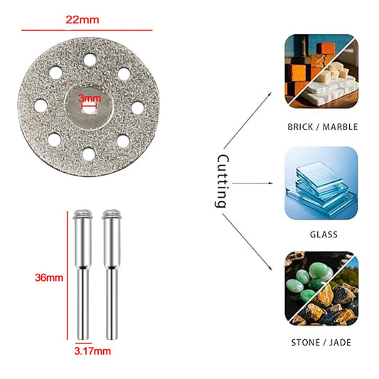 31pc Diamond Cutting Discs HSS Circular Saw Mini Drill Rotary Tool Multi-Size Blades for Cutting Metal, Wood, Stone, PVC