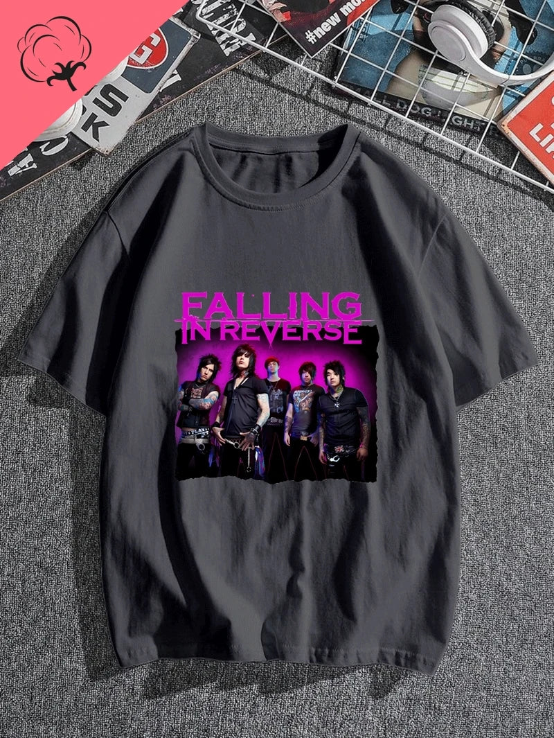 Falling in Reverse Is A Famous Post-hardcore Band Printed T-shirt From The United States,A Classic Punk Rock Style Cotton Tshirt