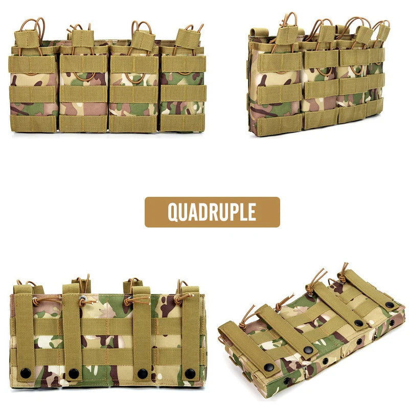 1000D Tactical Magazine Pouch Double/Triple/Quadruple Mag Pouch Airsoft Ak 7.62/5.56mm M4 Ar Rifle Hunting Accessories