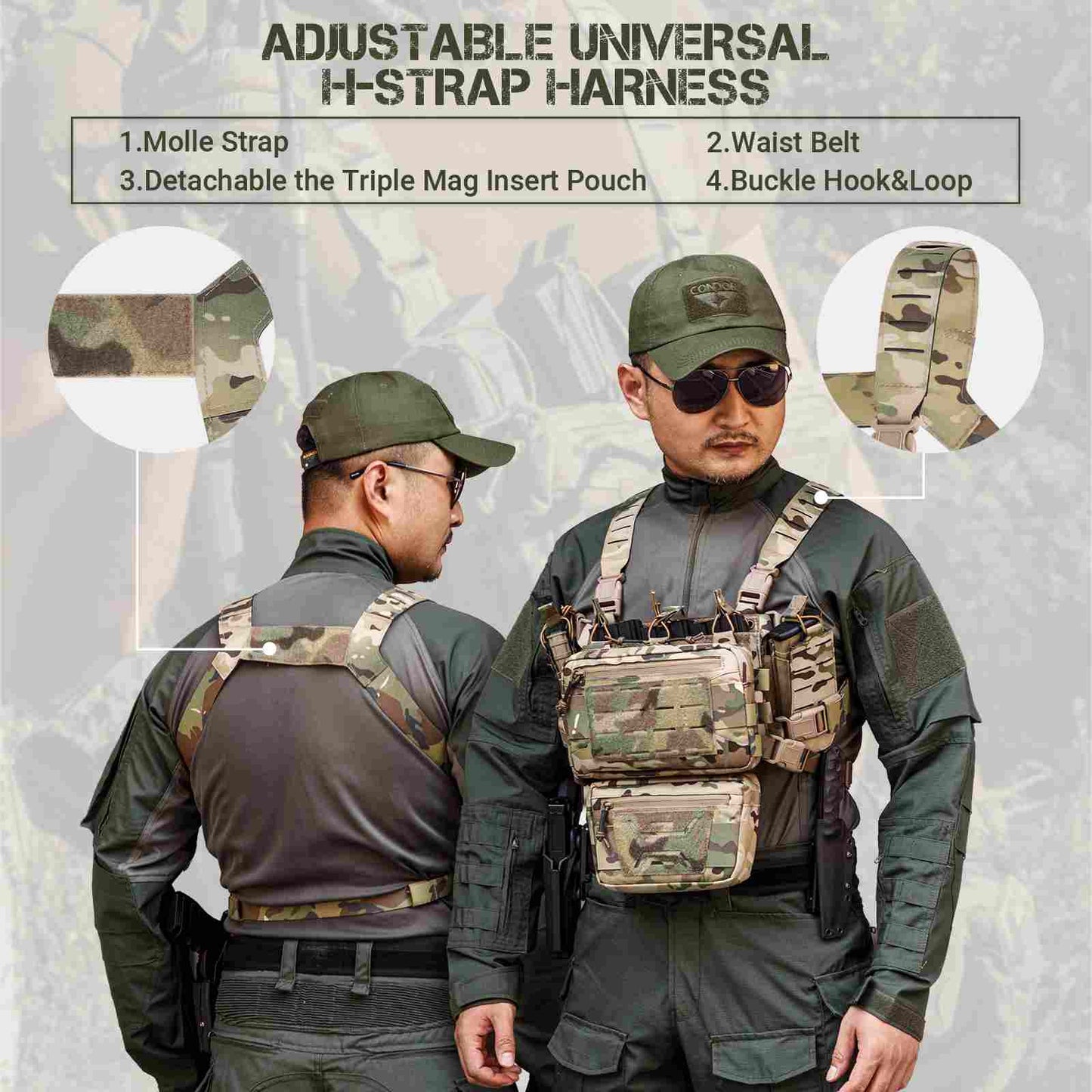 Votagoo Tactical Chest Rig,Molle Modular Micro Fight Chest Rigs Adjustable&Detachable with 5.56/7.62 Magazine Pouch-1
