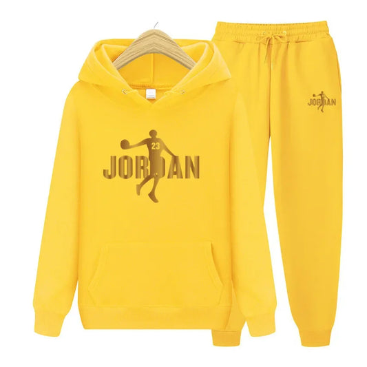 Men's sweatshirt set, autumn and winter sports hooded, suitable for both men and women, casual outdoor wool sportswear 2-piece s