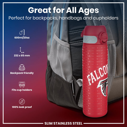 Leak Proof NFL Water Bottle, Stainless Steel, Atlanta Falcons, 600ml (20oz)