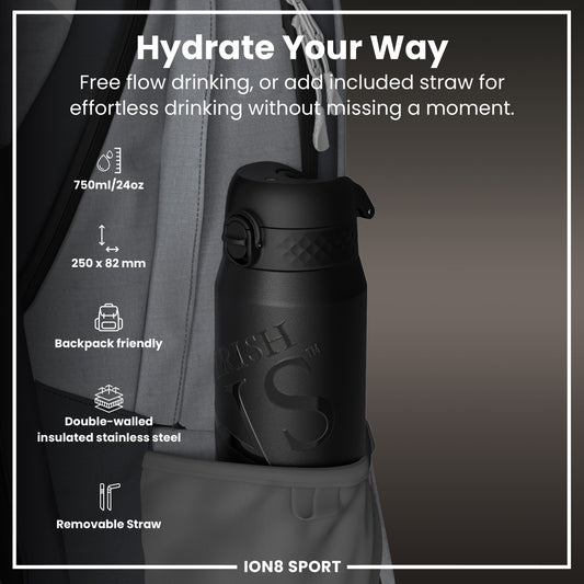 Lions X ION8 Insulated Steel Water Bottle, British & Irish Lions, Lions, 750ml (24oz)