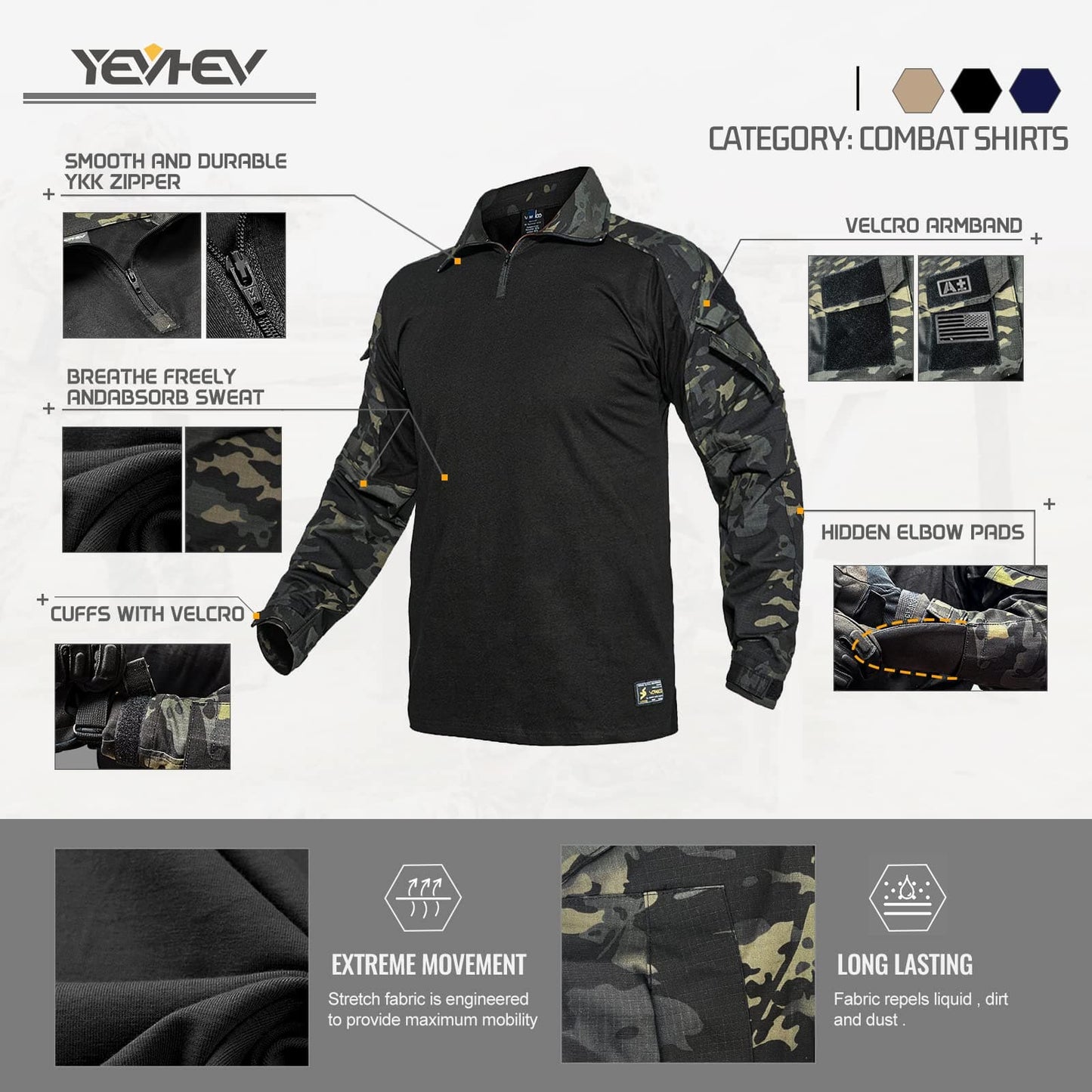Army Tactical Desert Combat Shirt With Elbow Pad - G3-2