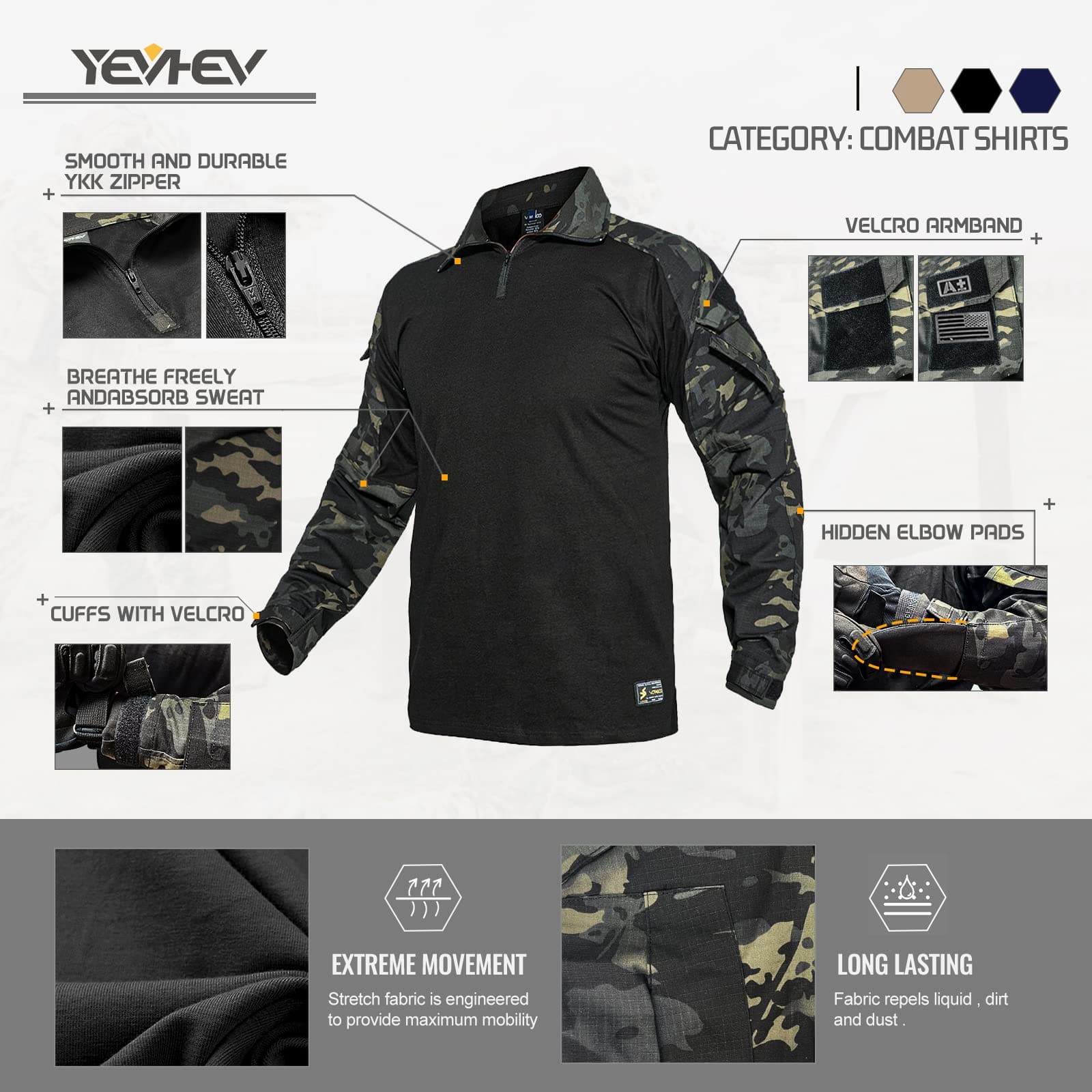 Army Tactical Desert Combat Shirt With Elbow Pad - G3-2