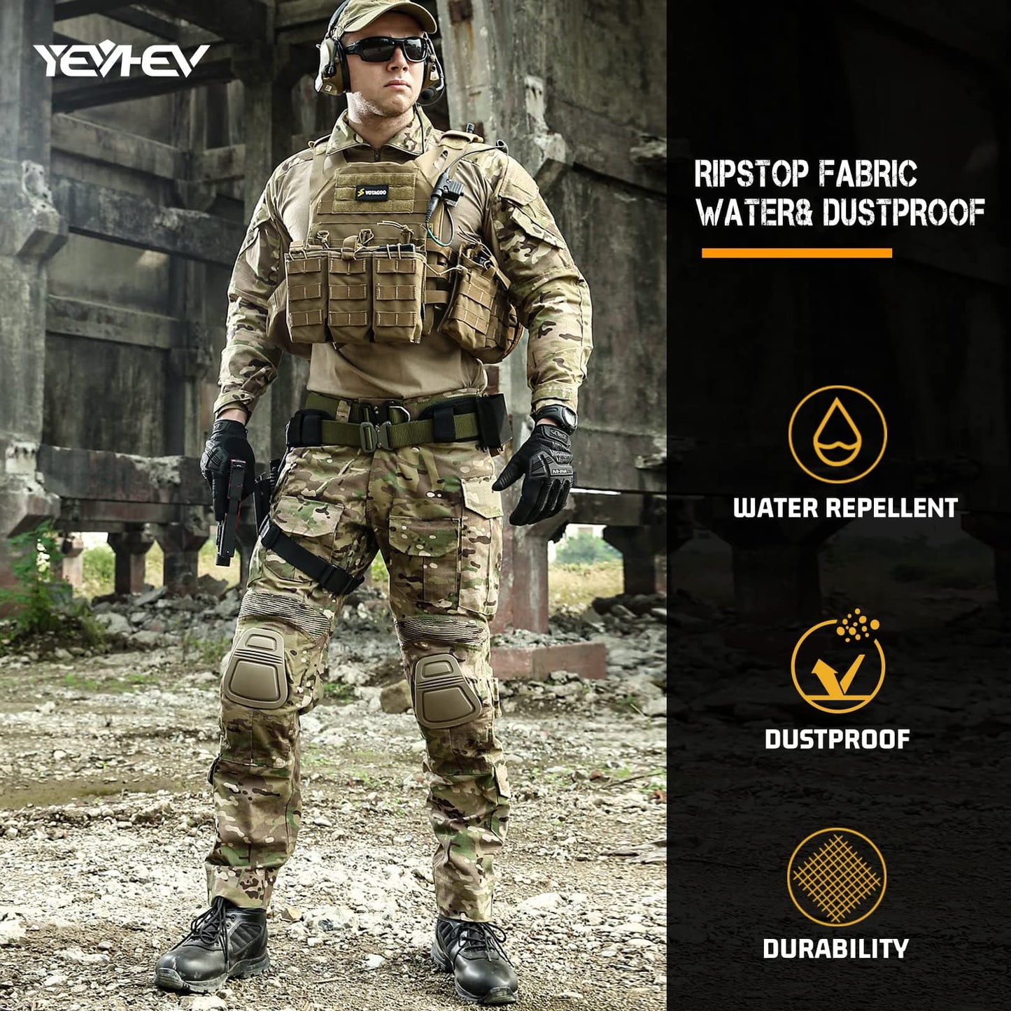 Army Tactical Desert Combat Pants with Knee Pads - G3-4