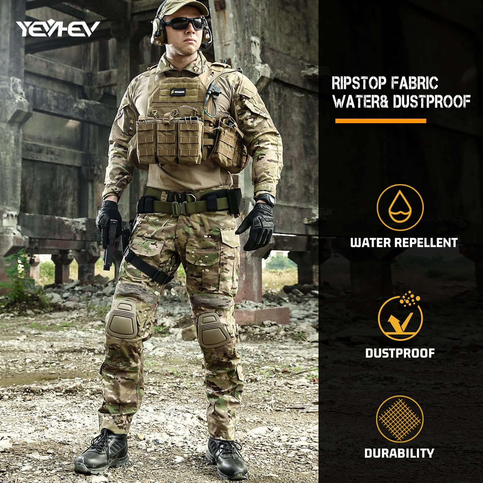 Army Tactical Desert Combat Pants with Knee Pads - G3-4