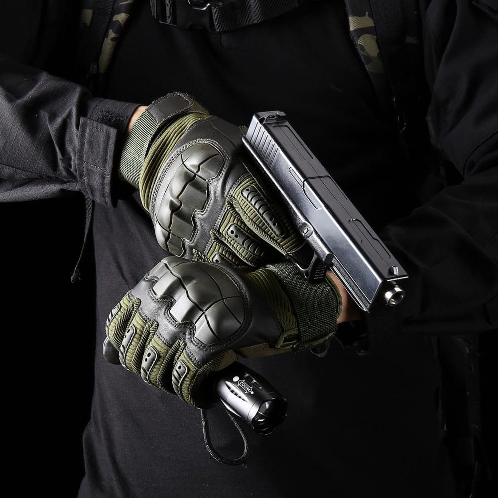 Tactical Military Rubber Hard Knuckle Outdoor Gloves - LY-4