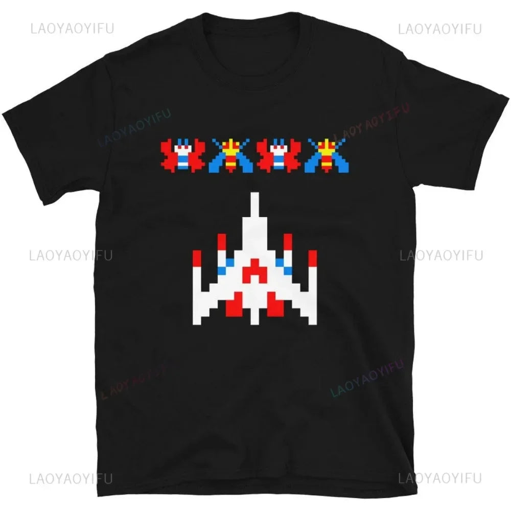 80s 70s Arcade Galaga Video Game Vintage T-srhit Invader Space Gaming Alien Men T Shirt Harajuku Style Retro Casual Fashion Tees
