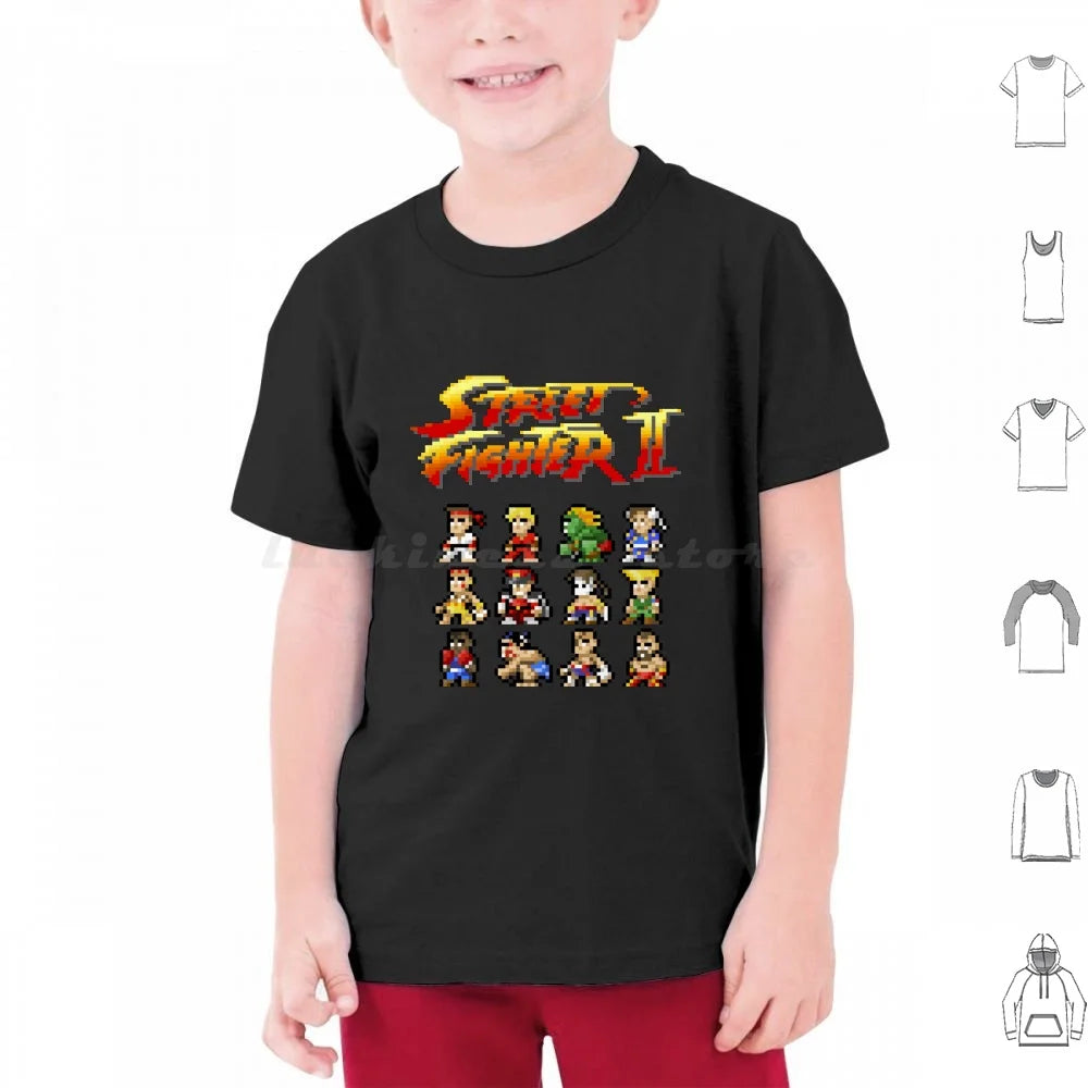 2 Characters Pixel Art T Shirt 6xl Cotton Cool Tee 2 Ii Blanka Ryu Ken Chun Li Sagat Balrog Dalshim Bison Vega Guile Zangief